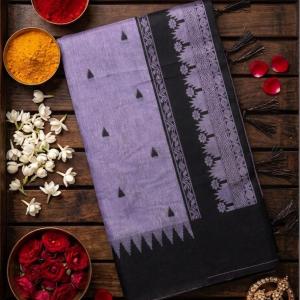 Impressive Lavender Cotton Silk Saree With Denouement Blouse Piece