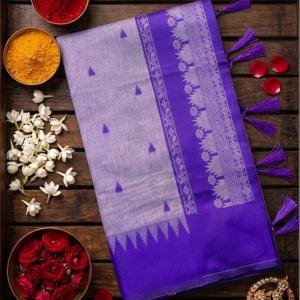 Imaginative Lavender Cotton Silk Saree With Aplomb Blouse Piece