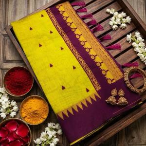 Opulent Mehndi Cotton Silk Saree With Flattering Blouse Piece