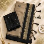 Scrumptious Beige Cotton Silk Saree With Staring Blouse Piece
