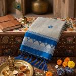 Sensational Grey Cotton Silk Saree With Nemesis Blouse Piece