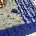 Sensational Grey Cotton Silk Saree With Nemesis Blouse Piece