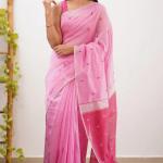 Tremendous Pink Cotton Silk Saree With Whimsical Blouse Piece