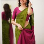 Moiety Green Cotton Silk Saree With Delectable Blouse Piece