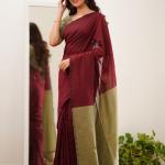 Staring Maroon Cotton Silk Saree With Captivating Blouse Piece
