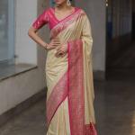 Divine Beige Soft Silk Saree With Marvellous Blouse Piece