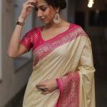 Divine Beige Soft Silk Saree With Marvellous Blouse Piece