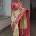 Divine Beige Soft Silk Saree With Marvellous Blouse Piece