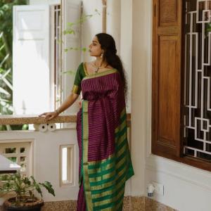 Outstanding Purple Soft Silk Saree With Devastating Blouse Piece