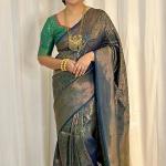Scrumptious Dark Green Soft Silk Saree With Seraphic Blouse Piece