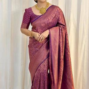 Scintilla Purple Soft Silk Saree With Supernal Blouse Piece
