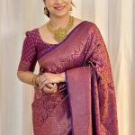 Scintilla Purple Soft Silk Saree With Supernal Blouse Piece