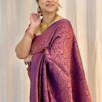Scintilla Purple Soft Silk Saree With Supernal Blouse Piece