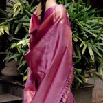 Opulent Pink Soft Silk Saree With Pleasant Blouse Piece