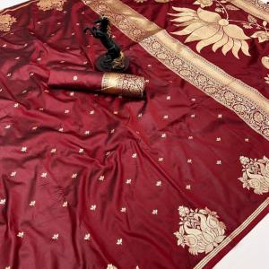 Flaunt Maroon Soft Silk Saree With Rhapsodic Blouse Piece
