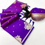 Traditional Purple Soft Silk Saree With Allure Blouse Piece