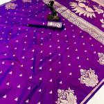 Traditional Purple Soft Silk Saree With Allure Blouse Piece