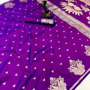 Traditional Purple Soft Silk Saree With Allure Blouse Piece