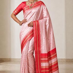 Nectarous Baby Pink Soft Silk Saree With Snazzy Blouse Piece