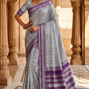 Prodigal Lavender Soft Silk Saree With Redolent Blouse Piece