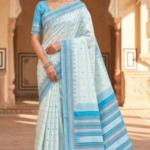 Ravishing Sky Soft Silk Saree With Incomparable Blouse Piece