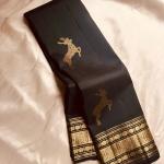Petrichor Black Soft Banarasi Silk Saree With Delectable Blouse Piece