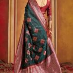 Majesty Dark Green Pure Zari Weaving Banarasi Silk Saree With Profuse Blouse Piece
