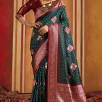 Majesty Dark Green Pure Zari Weaving Banarasi Silk Saree With Profuse Blouse Piece
