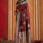 Enticing Maroon Pure Zari Weaving Banarasi Silk Saree With Quixotic Blouse Piece