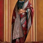 Enticing Maroon Pure Zari Weaving Banarasi Silk Saree With Quixotic Blouse Piece