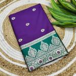 Diaphanous Purple Pure Zari Weaving Banarasi Silk Saree With Amazing Blouse Piece