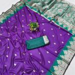 Diaphanous Purple Pure Zari Weaving Banarasi Silk Saree With Amazing Blouse Piece