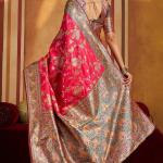 Snazzy Dark Pink Pure Zari Weaving Banarasi Silk Saree With Scintillating Blouse Piece