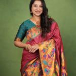 Moiety Maroon Paithani Silk Saree With Girlish Blouse Piece