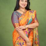 Pulsating Orange Paithani Silk Saree With Bucolic Blouse Piece