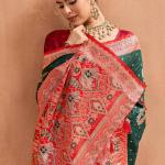 Flameboyant Dark Green Pure Zari Weaving Banarasi Silk Saree With Chatoyant Blouse Piece