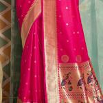 Profuse Dark Pink Paithani Silk Saree With Arresting Blouse Piece
