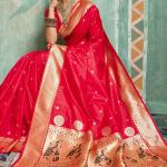 Flamboyant Red Paithani Silk Saree With Amazing Blouse Piece