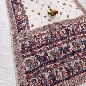 Nemesis Beige Pashmina Silk Saree With Dazzling Blouse Piece