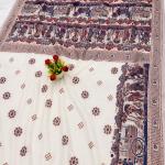 Nemesis Beige Pashmina Silk Saree With Dazzling Blouse Piece