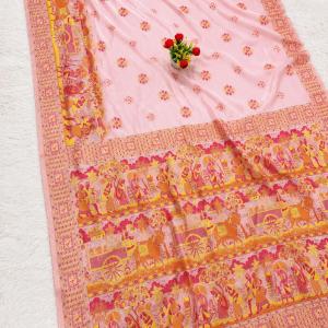 Hypnotic Pink Pashmina Silk Saree With Snappy Blouse Piece