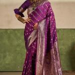 Dissemble Purple Pure Zari Weaving Banarasi Silk Saree With Majestic Blouse Piece
