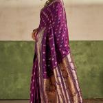 Dissemble Purple Pure Zari Weaving Banarasi Silk Saree With Majestic Blouse Piece