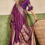 Dissemble Purple Pure Zari Weaving Banarasi Silk Saree With Majestic Blouse Piece