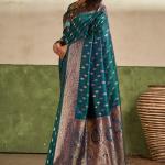 Stunner Rama Pure Zari Weaving Banarasi Silk Saree With Artistic Blouse Piece