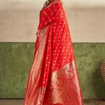 Scintilla Red Pure Zari Weaving Banarasi Silk Saree With Sophisticated Blouse Piece