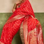 Scintilla Red Pure Zari Weaving Banarasi Silk Saree With Sophisticated Blouse Piece
