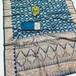 Proficient Rama Pure Zari Weaving Banarasi Silk Saree With Lissome Blouse Piece