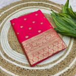 Resonant Dark Pink Pure Zari Weaving Banarasi Silk Saree With Eclat Blouse Piece