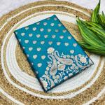 Pretty Firozi Pure Zari Weaving Banarasi Silk Saree With Exquisite Blouse Piece